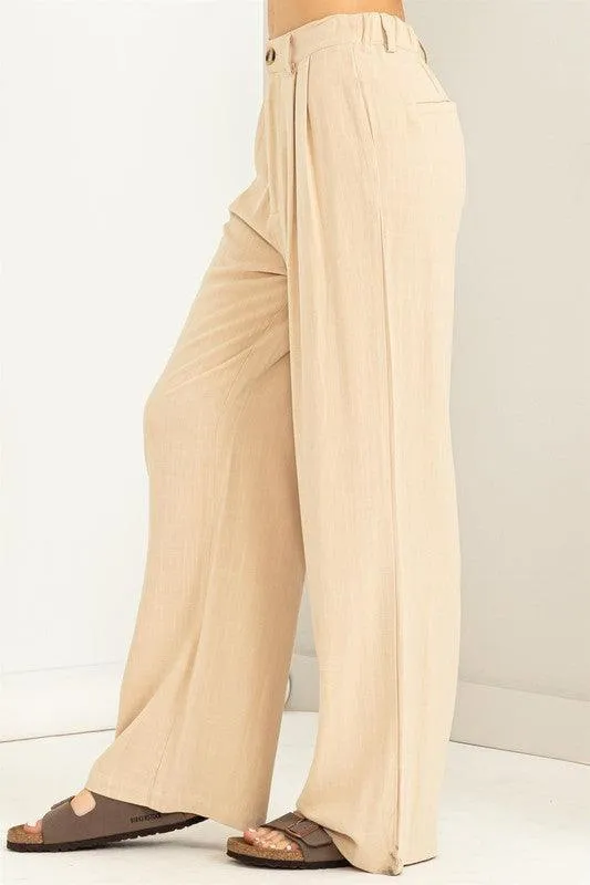 high waist wide leg linen pant