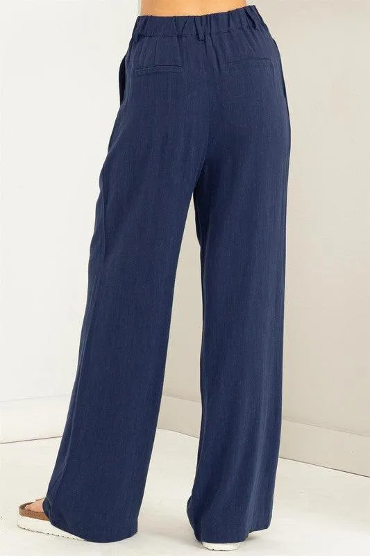high waist wide leg linen pant