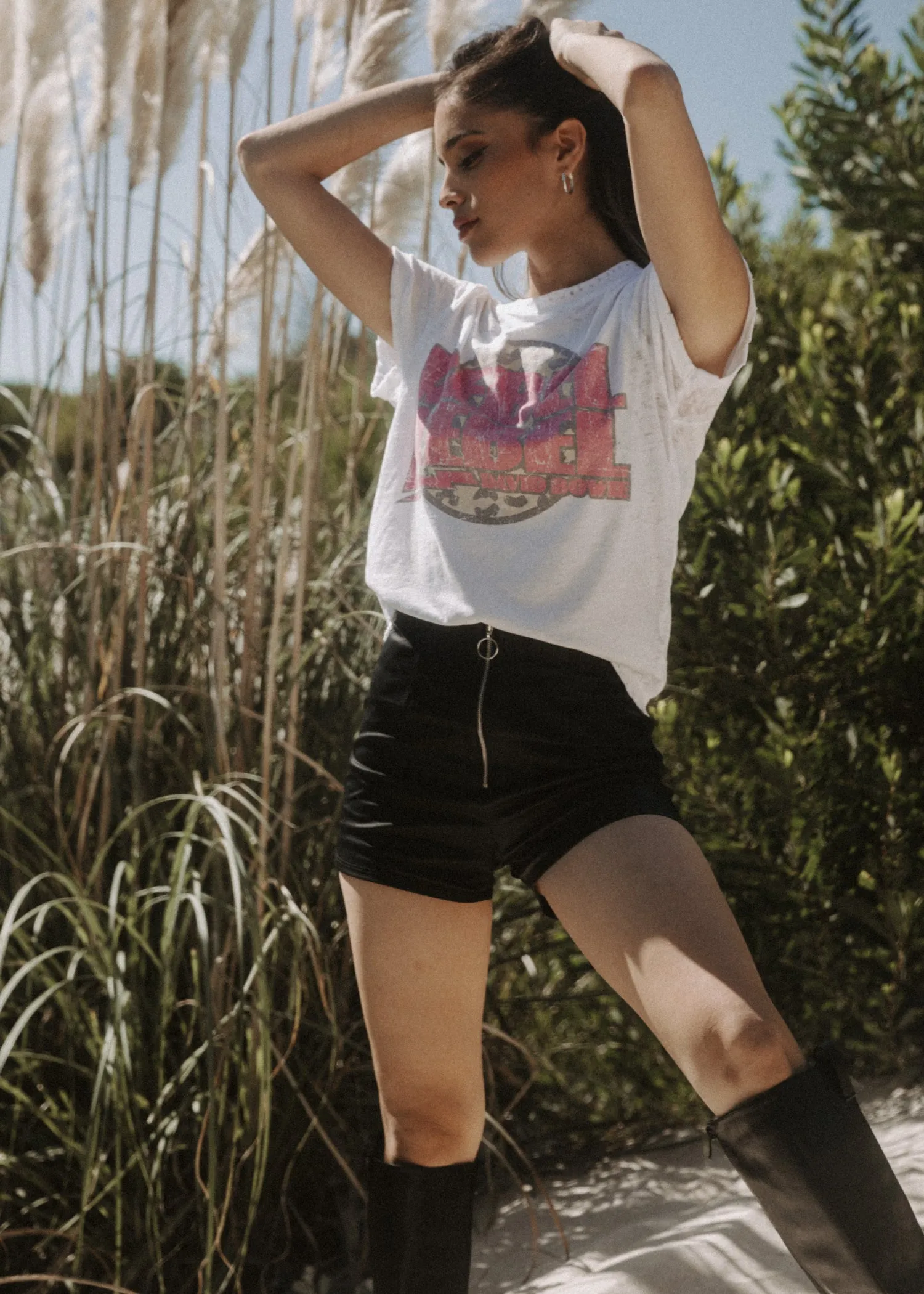 High Waisted Faux Leather Shorts with Zipper