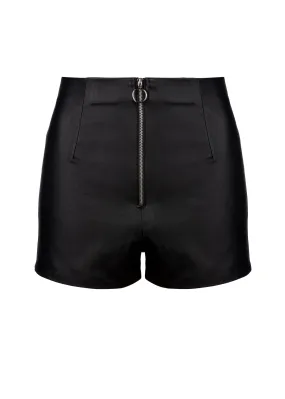 High Waisted Faux Leather Shorts with Zipper