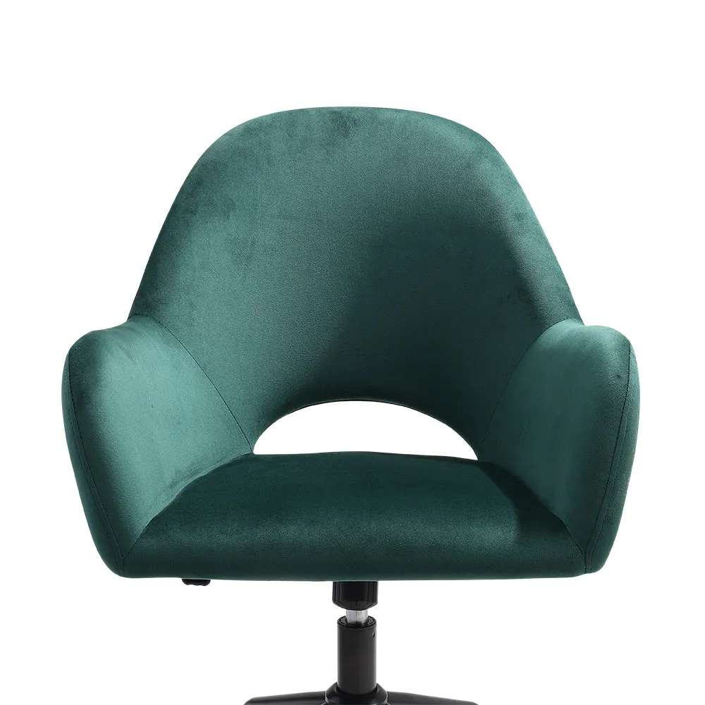 Home Office Velvet Upholstered Swivel Chair Hollow Backrest Accent Chair