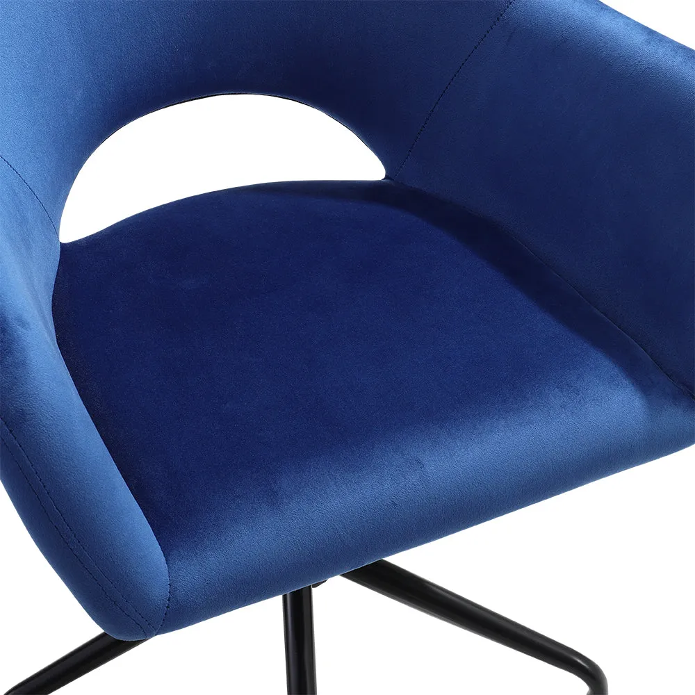 Home Office Velvet Upholstered Swivel Chair Hollow Backrest Accent Chair