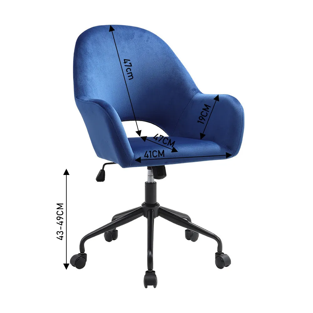 Home Office Velvet Upholstered Swivel Chair Hollow Backrest Accent Chair