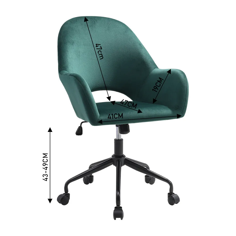 Home Office Velvet Upholstered Swivel Chair Hollow Backrest Accent Chair