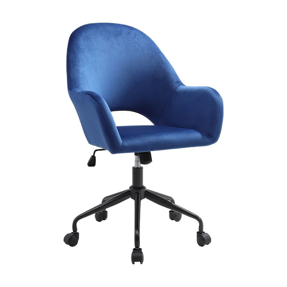 Home Office Velvet Upholstered Swivel Chair Hollow Backrest Accent Chair