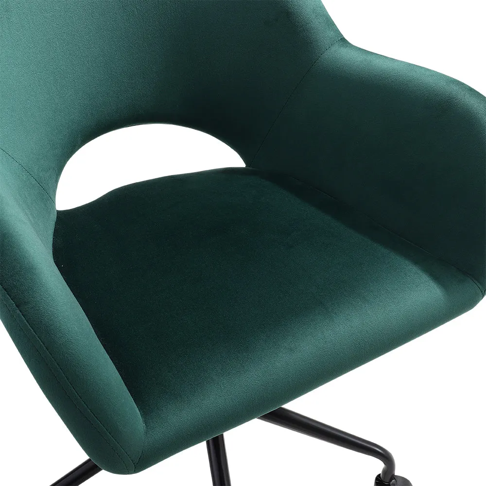 Home Office Velvet Upholstered Swivel Chair Hollow Backrest Accent Chair
