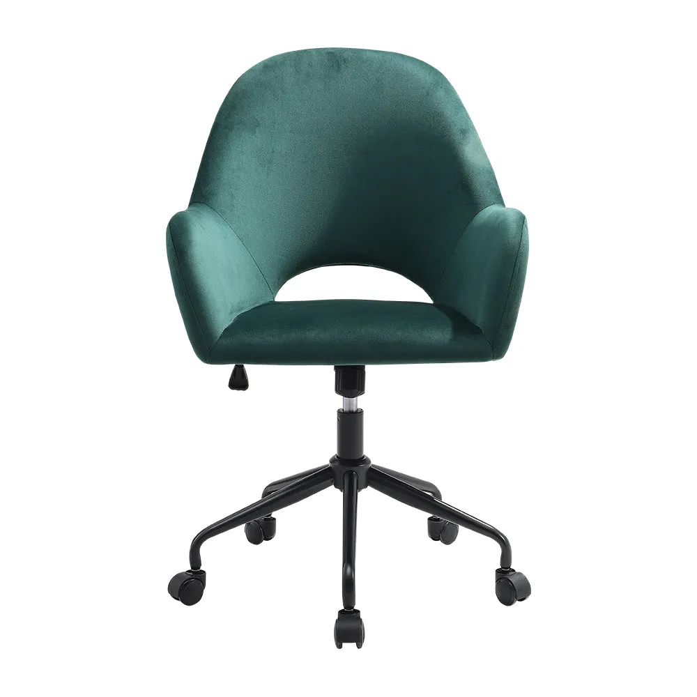 Home Office Velvet Upholstered Swivel Chair Hollow Backrest Accent Chair