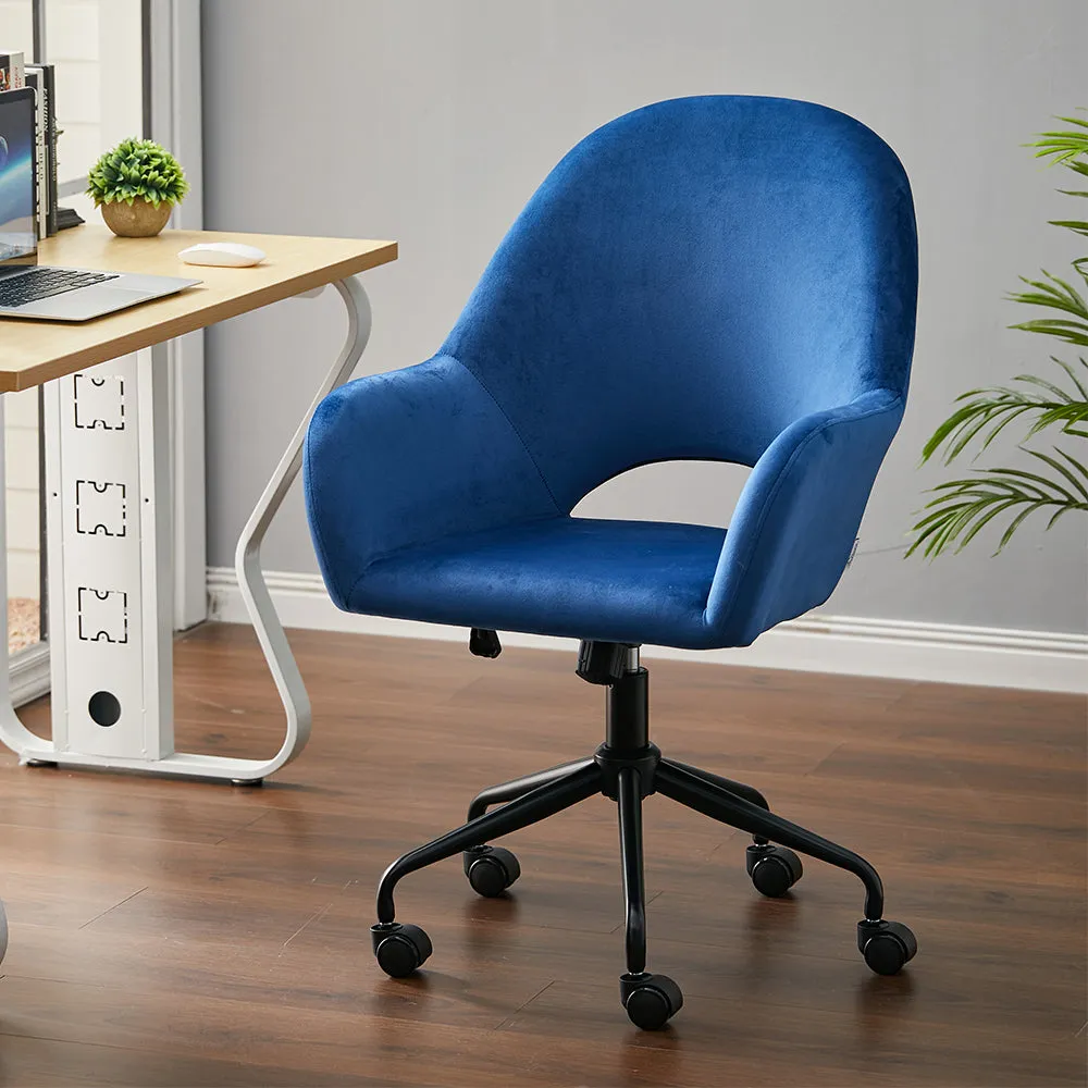 Home Office Velvet Upholstered Swivel Chair Hollow Backrest Accent Chair