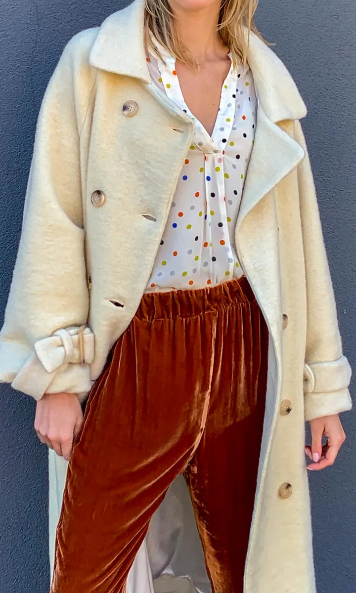 HOSS Velvet Silk Slouch Pants- Rust