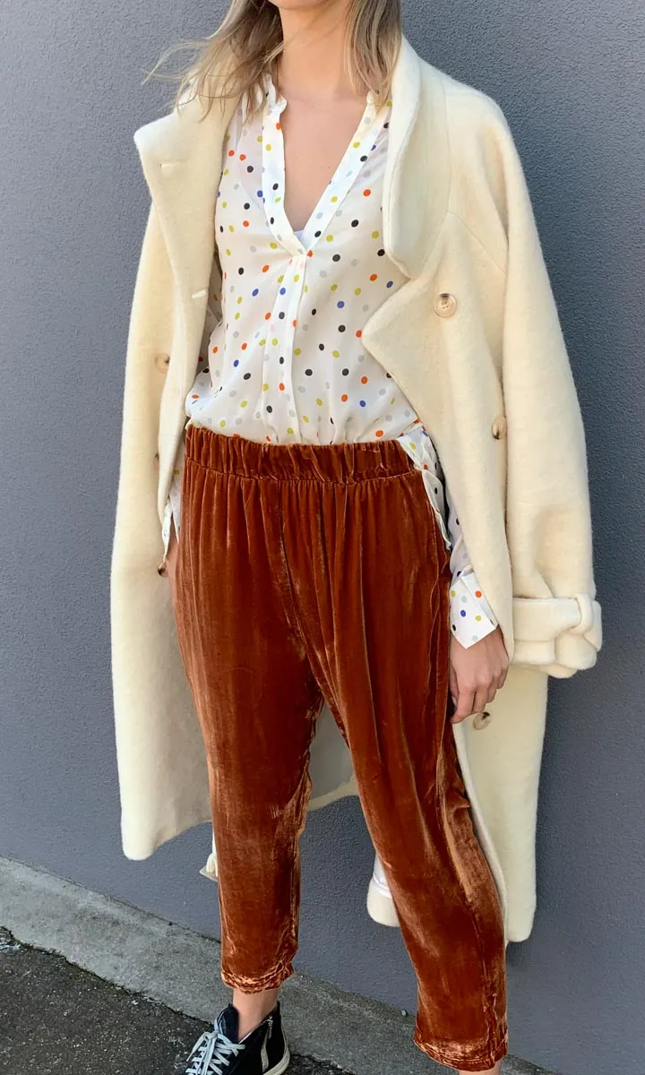 HOSS Velvet Silk Slouch Pants- Rust