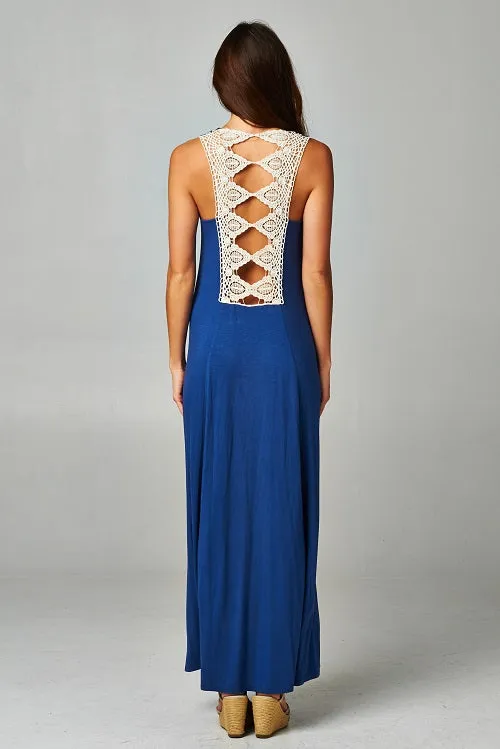 Hourglass Crochet Open Back Tank Maxi Dress