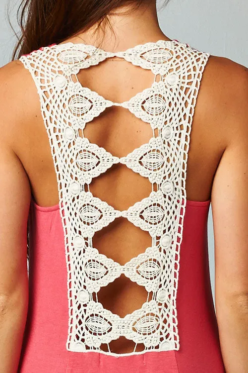 Hourglass Crochet Open Back Tank Maxi Dress