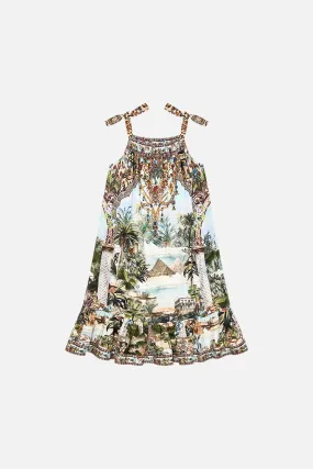 KIDS DRAWSTRING MAXI DRESS WITH BOWS 4-10 VIEWS OF THE VALLEY