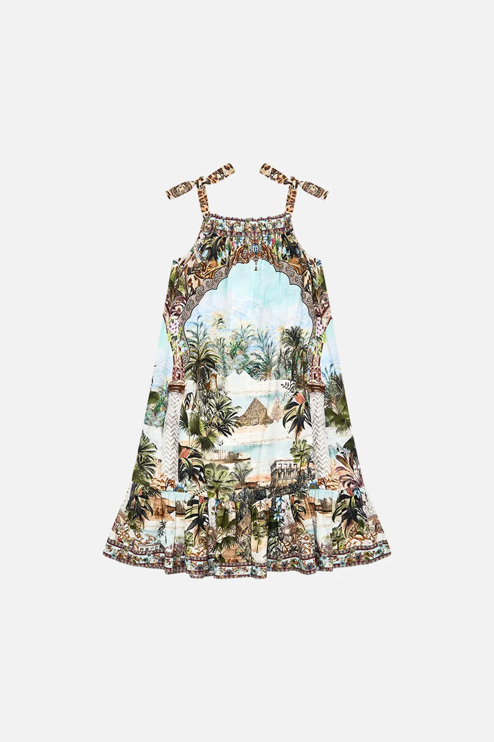 KIDS DRAWSTRING MAXI DRESS WITH BOWS 4-10 VIEWS OF THE VALLEY