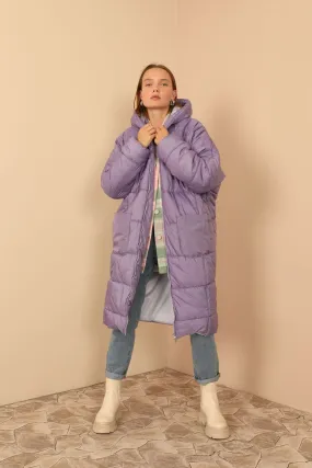 KKT Long Sleeve Oversize Women Coat - Lilac - Crewe
