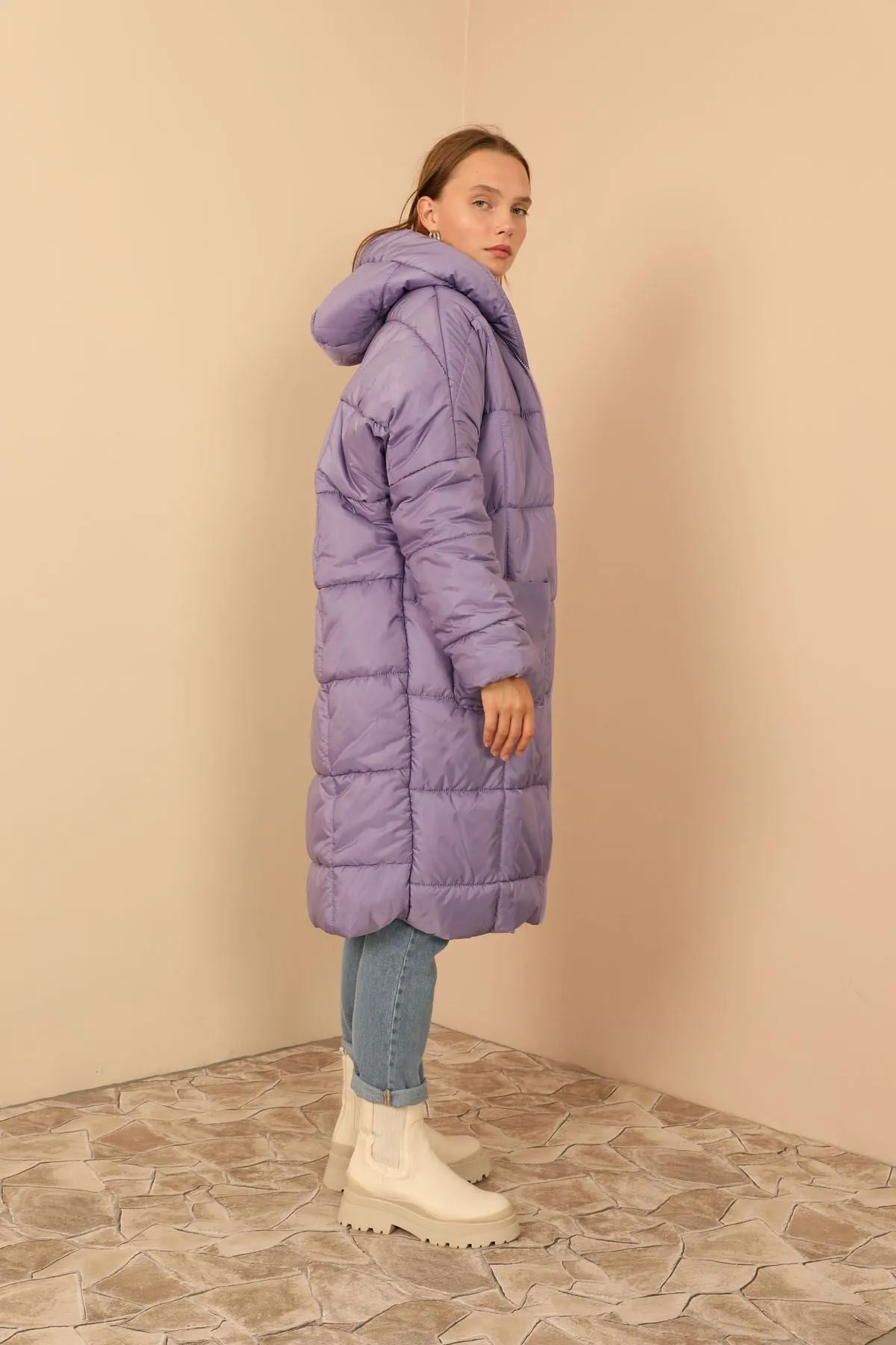 KKT Long Sleeve Oversize Women Coat - Lilac - Crewe