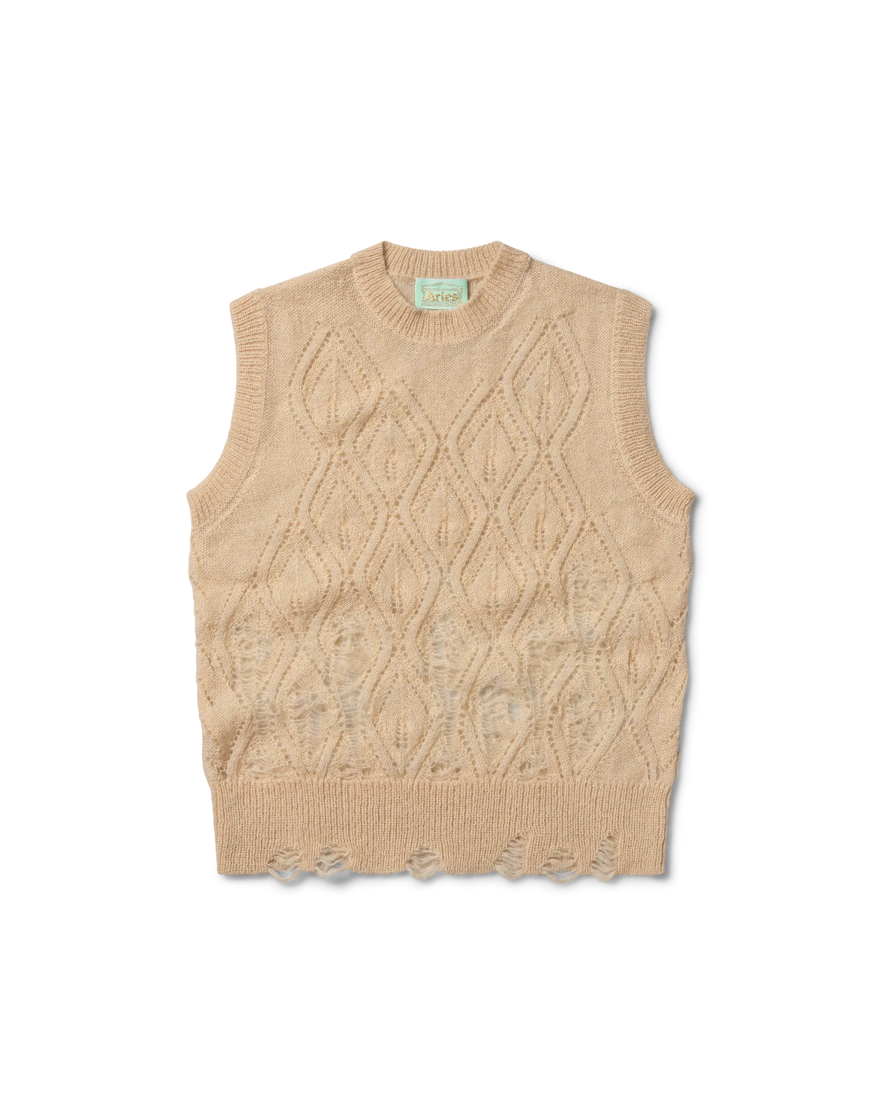 Lace Leaf and Ladders Mohair Vest