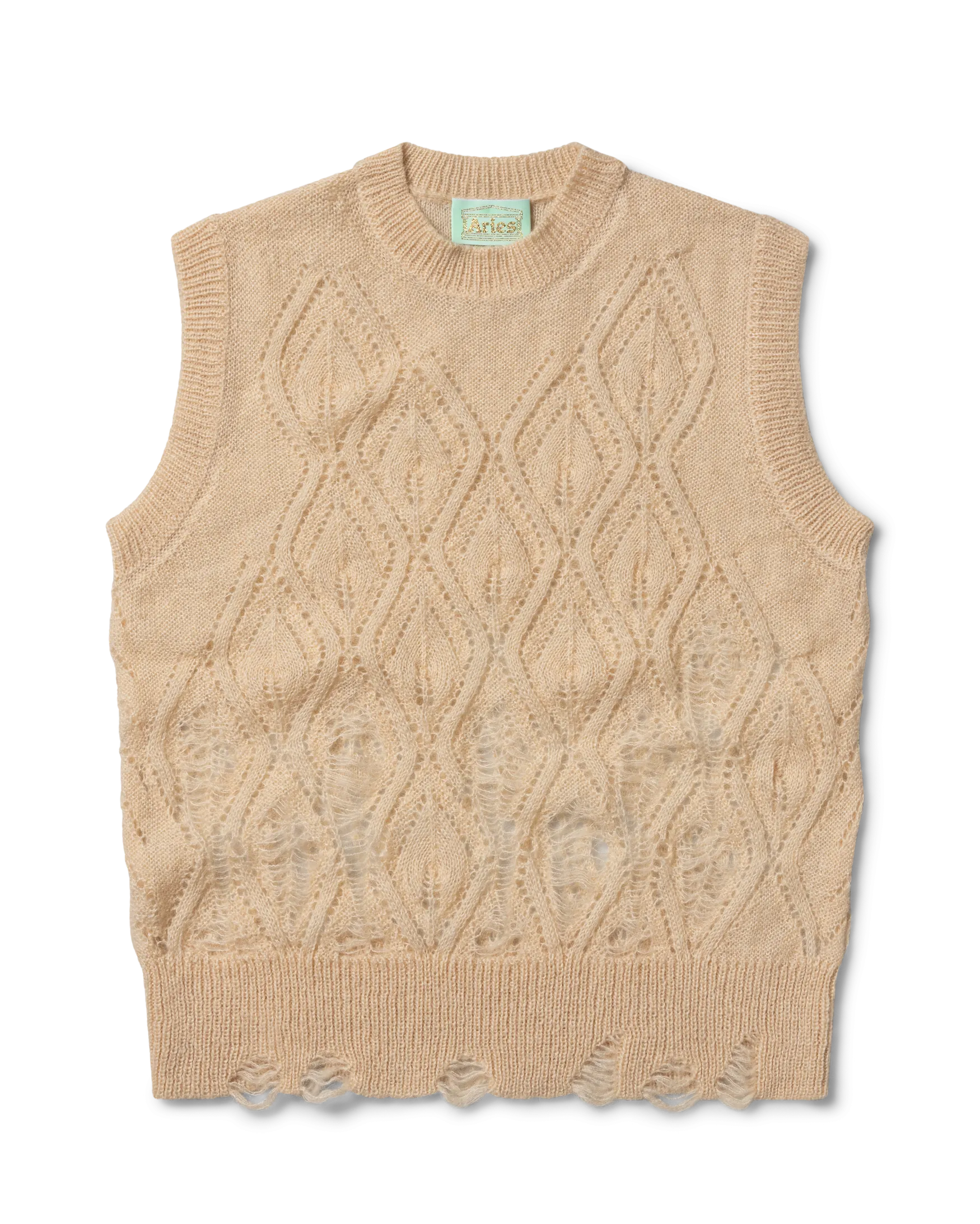 Lace Leaf and Ladders Mohair Vest
