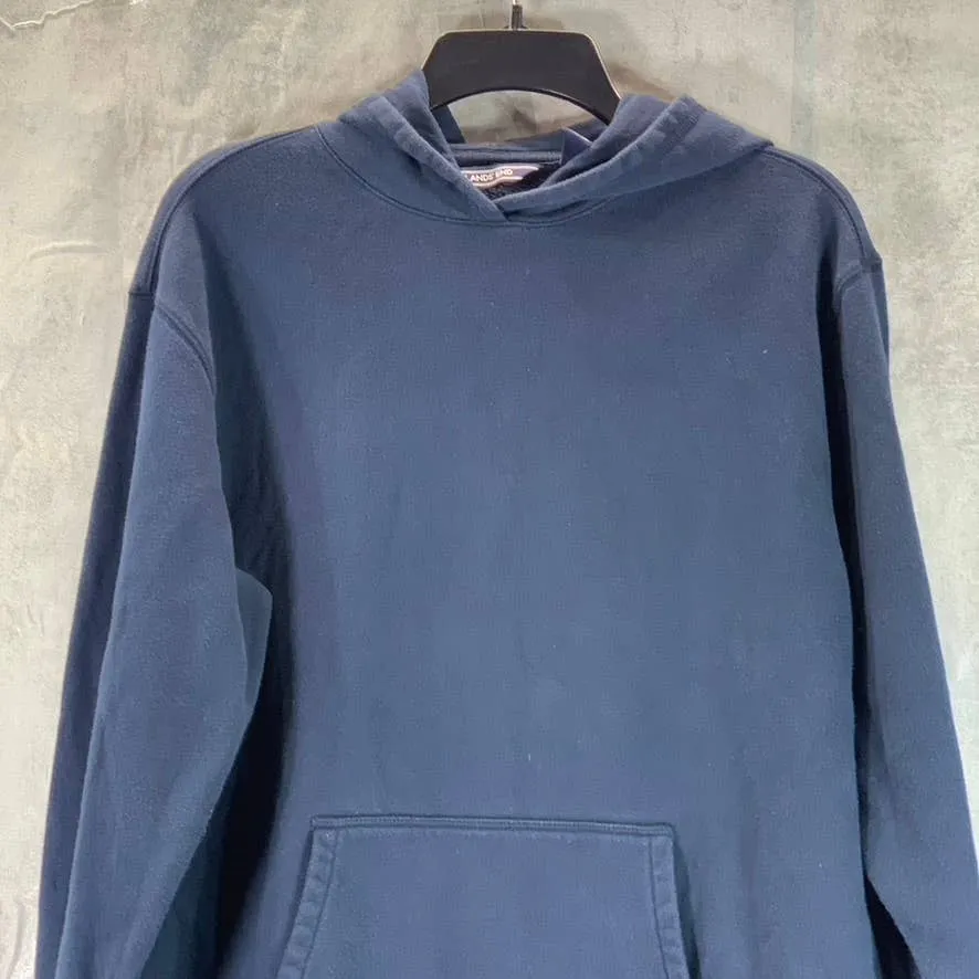 LANDS' END Men's Navy School Uniform Pullover Hooded Sweatshirt SZ M