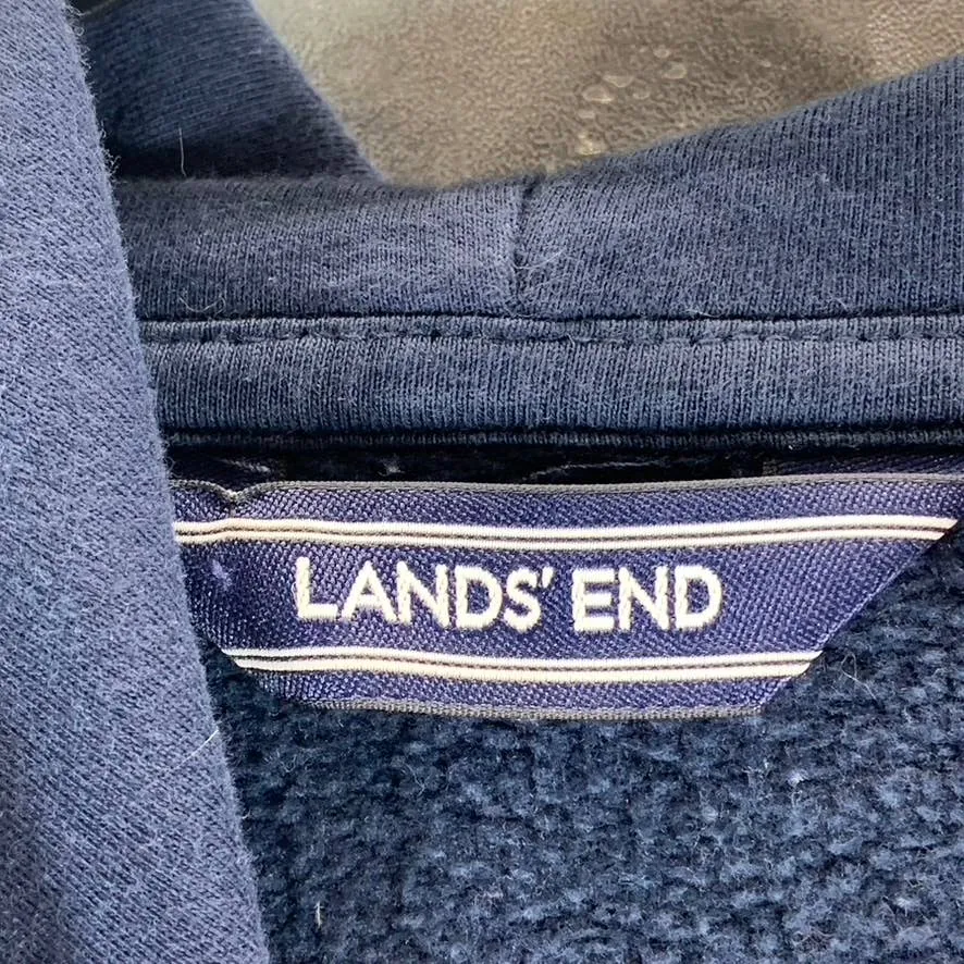 LANDS' END Men's Navy School Uniform Pullover Hooded Sweatshirt SZ M