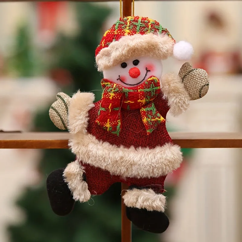 LattBy 4pcs Christmas Tree Ornaments Set - Dancing Santa, Reindeer, Snowman & Bear | Hangable Fabric Decor for Home & Office | Perfect for Holiday Vacation House