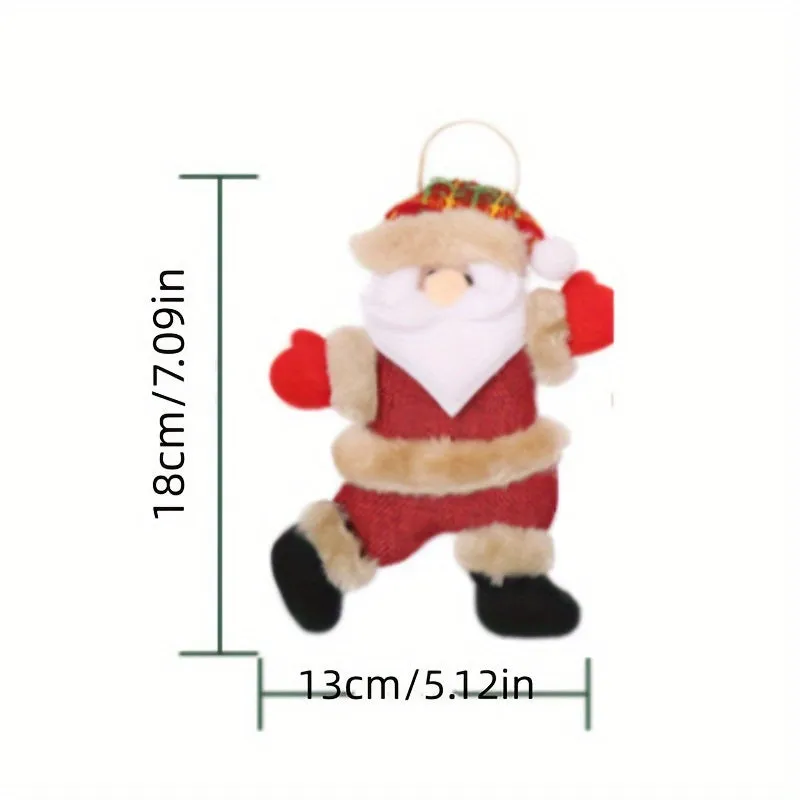 LattBy 4pcs Christmas Tree Ornaments Set - Dancing Santa, Reindeer, Snowman & Bear | Hangable Fabric Decor for Home & Office | Perfect for Holiday Vacation House