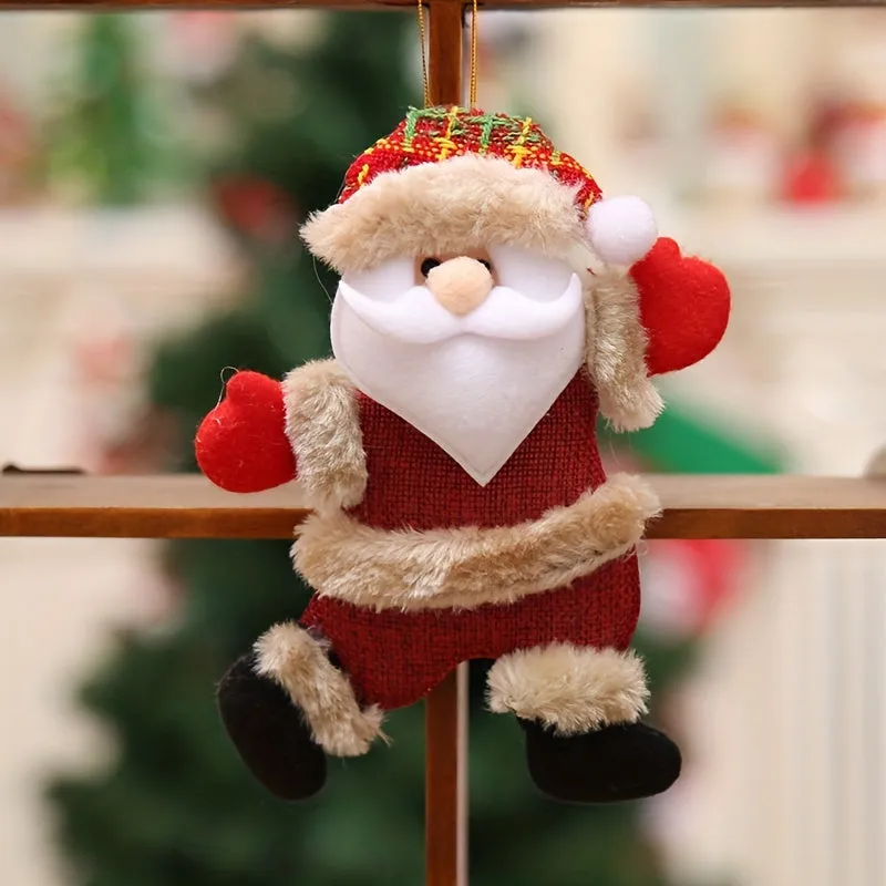 LattBy 4pcs Christmas Tree Ornaments Set - Dancing Santa, Reindeer, Snowman & Bear | Hangable Fabric Decor for Home & Office | Perfect for Holiday Vacation House