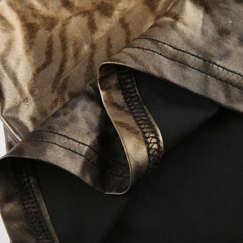 Leopard Print Deep V-Neck Crossover Cami Top
