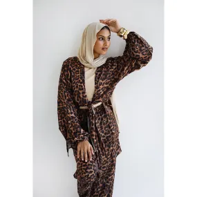 Leopard printed satin matching set