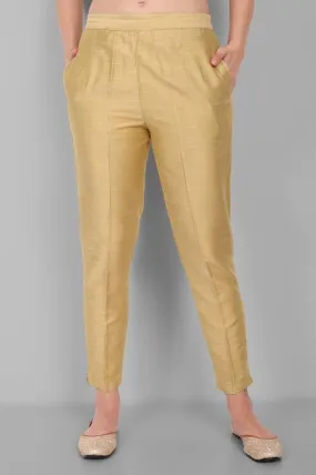 Light Gold Cotton Silk Pant with Pockets