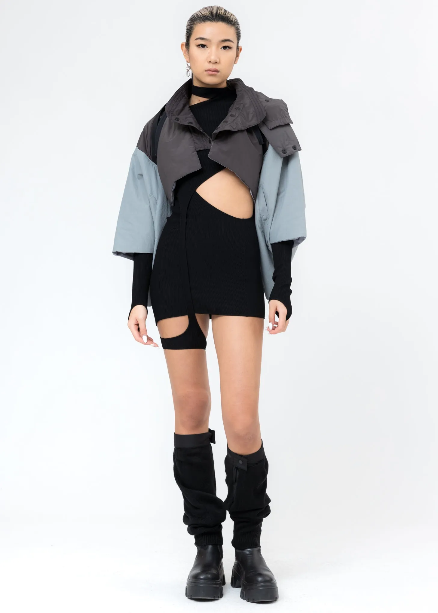 Light Grey Cropped Kimono Jacket