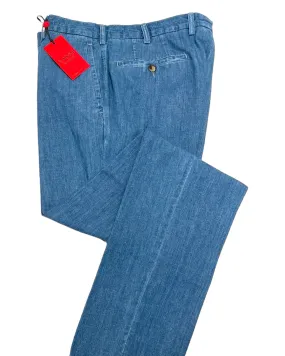 Light Weight Denim Cotton Sport Trousers - Blue
