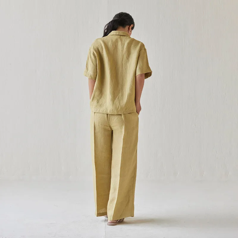 Linen Pant For Women | High Waist | Yellow
