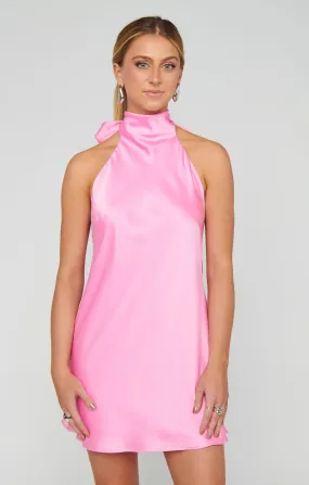 Lisa Mini Dress-Pink Luxe Satin