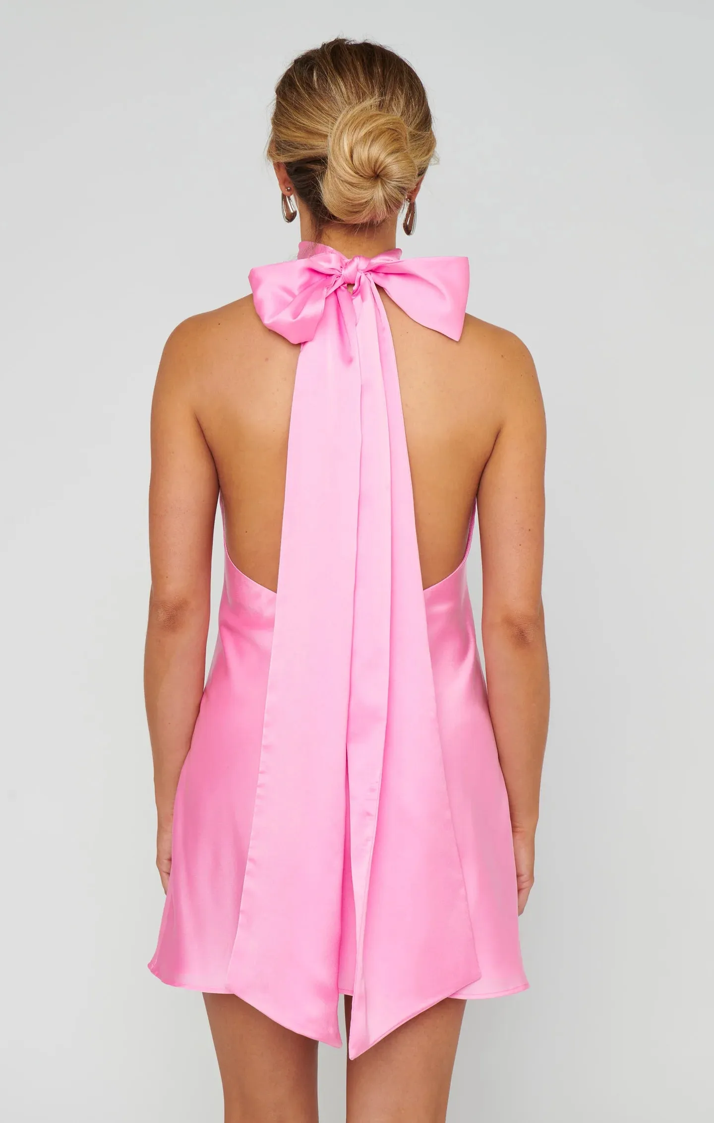 Lisa Mini Dress-Pink Luxe Satin