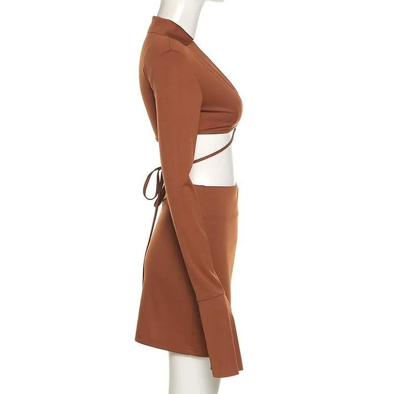 Long flared sleeve skirt set