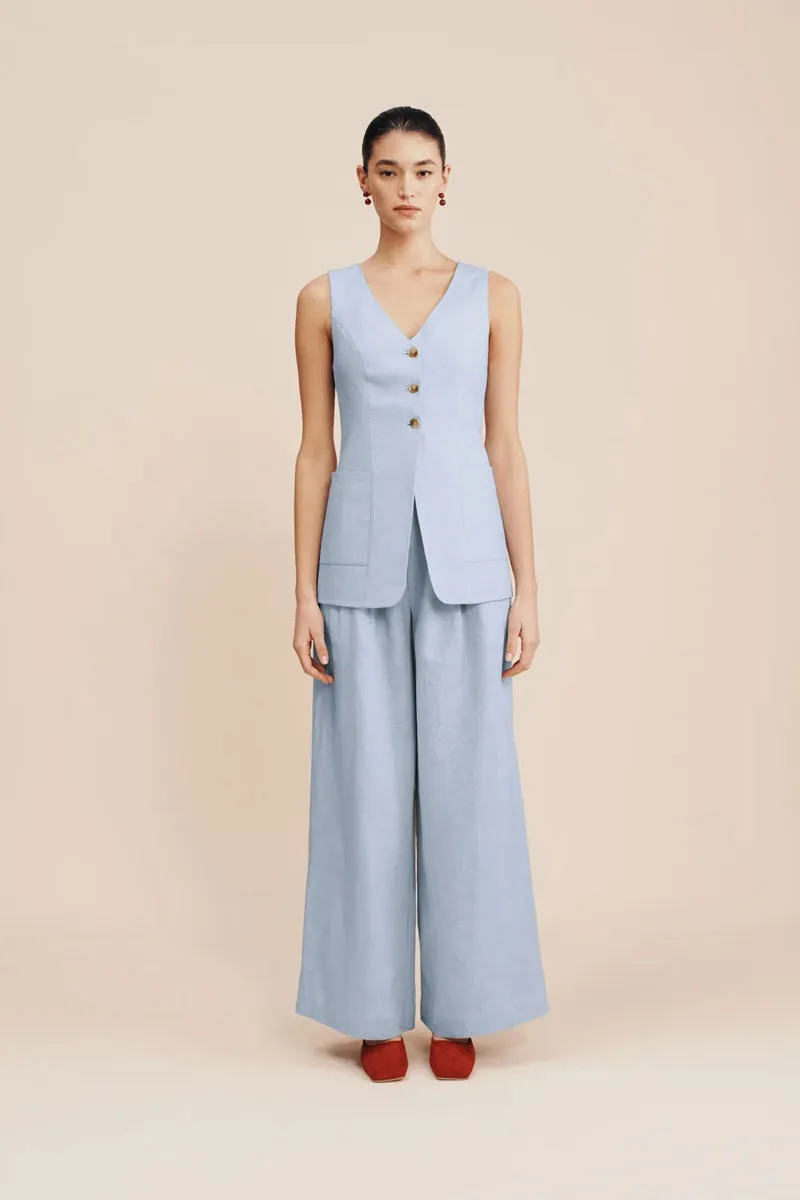 Lorenzo Tailored Vest - Silver Blue