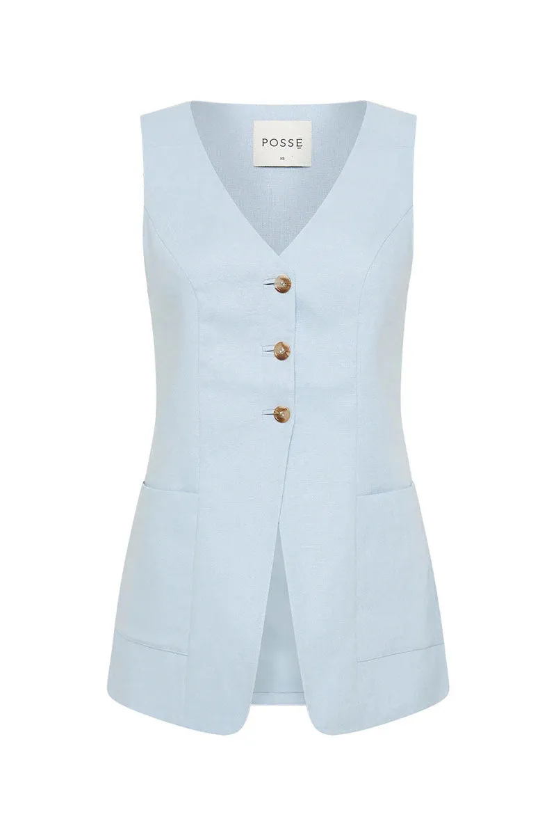 Lorenzo Tailored Vest - Silver Blue