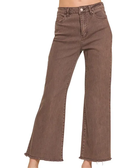 Mahogany High Waist Acid Washed Bootcut Pants