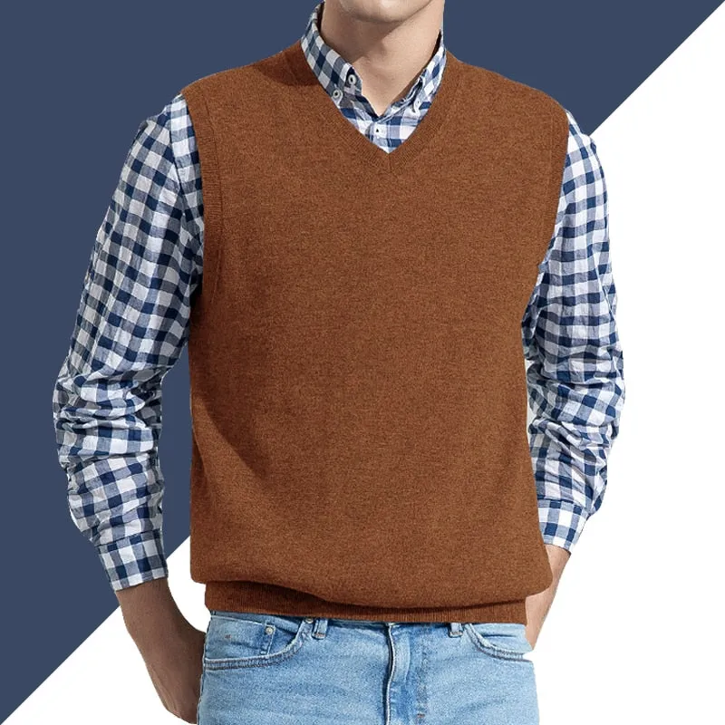 Men vest sweater casual style wool knitted business men sleeveless vest