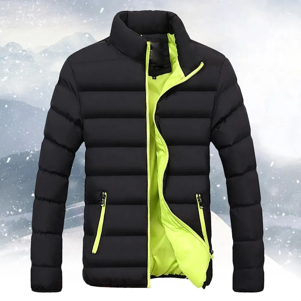 Men Warm Outwear Slim Fit Thick Bubble Coat Casual Jacket Outwear Casual Stand-collar