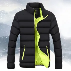 Men Warm Outwear Slim Fit Thick Bubble Coat Casual Jacket Outwear Casual Stand-collar