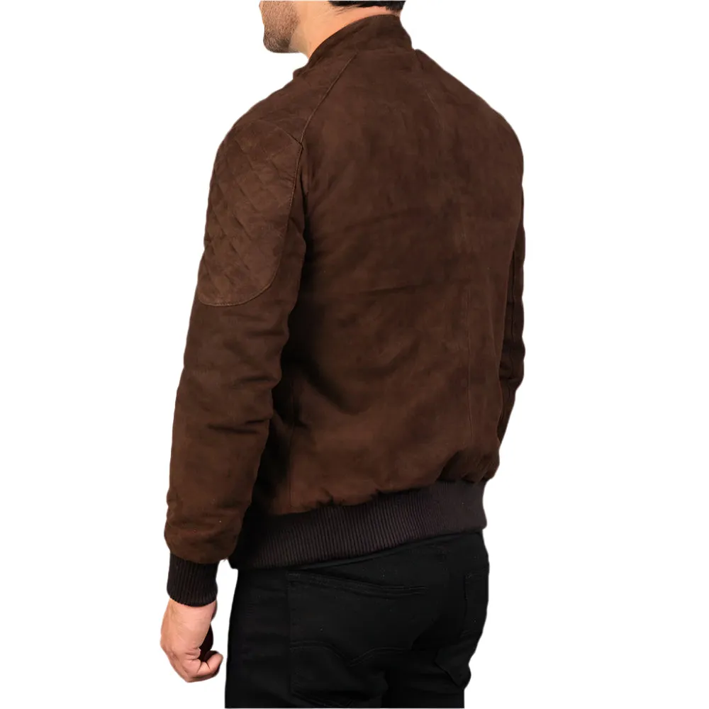 Men's Brown Suede Bomber Jacket