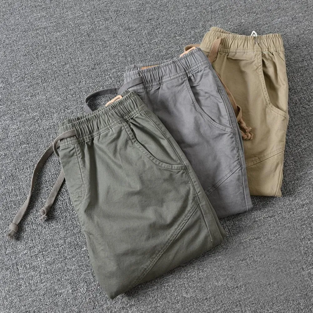 Men's Cargo Trouser Pockets Breathable Ankle-banded Men Causal Pants