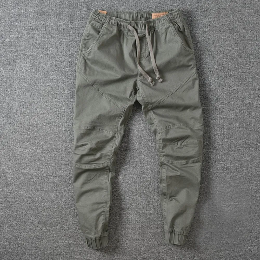 Men's Cargo Trouser Pockets Breathable Ankle-banded Men Causal Pants