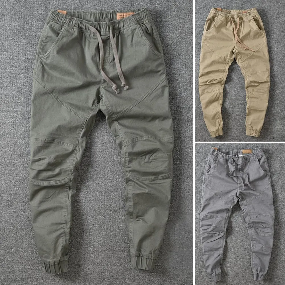 Men's Cargo Trouser Pockets Breathable Ankle-banded Men Causal Pants