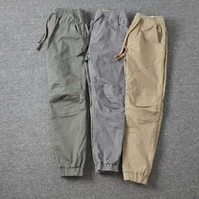 Men's Cargo Trouser Pockets Breathable Ankle-banded Men Causal Pants