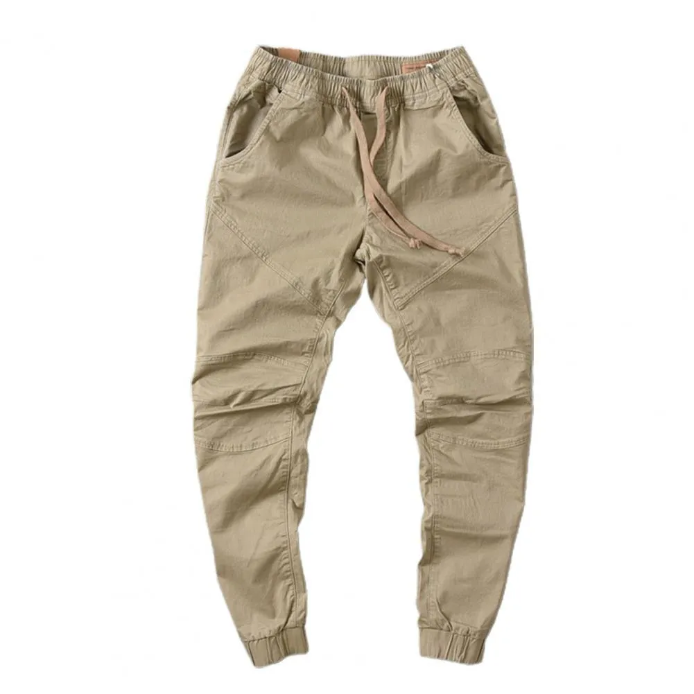 Men's Cargo Trouser Pockets Breathable Ankle-banded Men Causal Pants