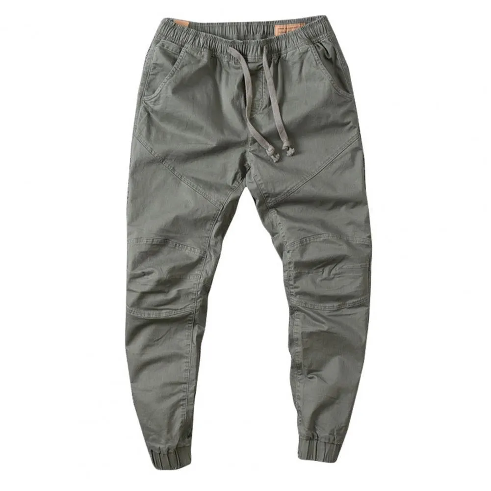 Men's Cargo Trouser Pockets Breathable Ankle-banded Men Causal Pants