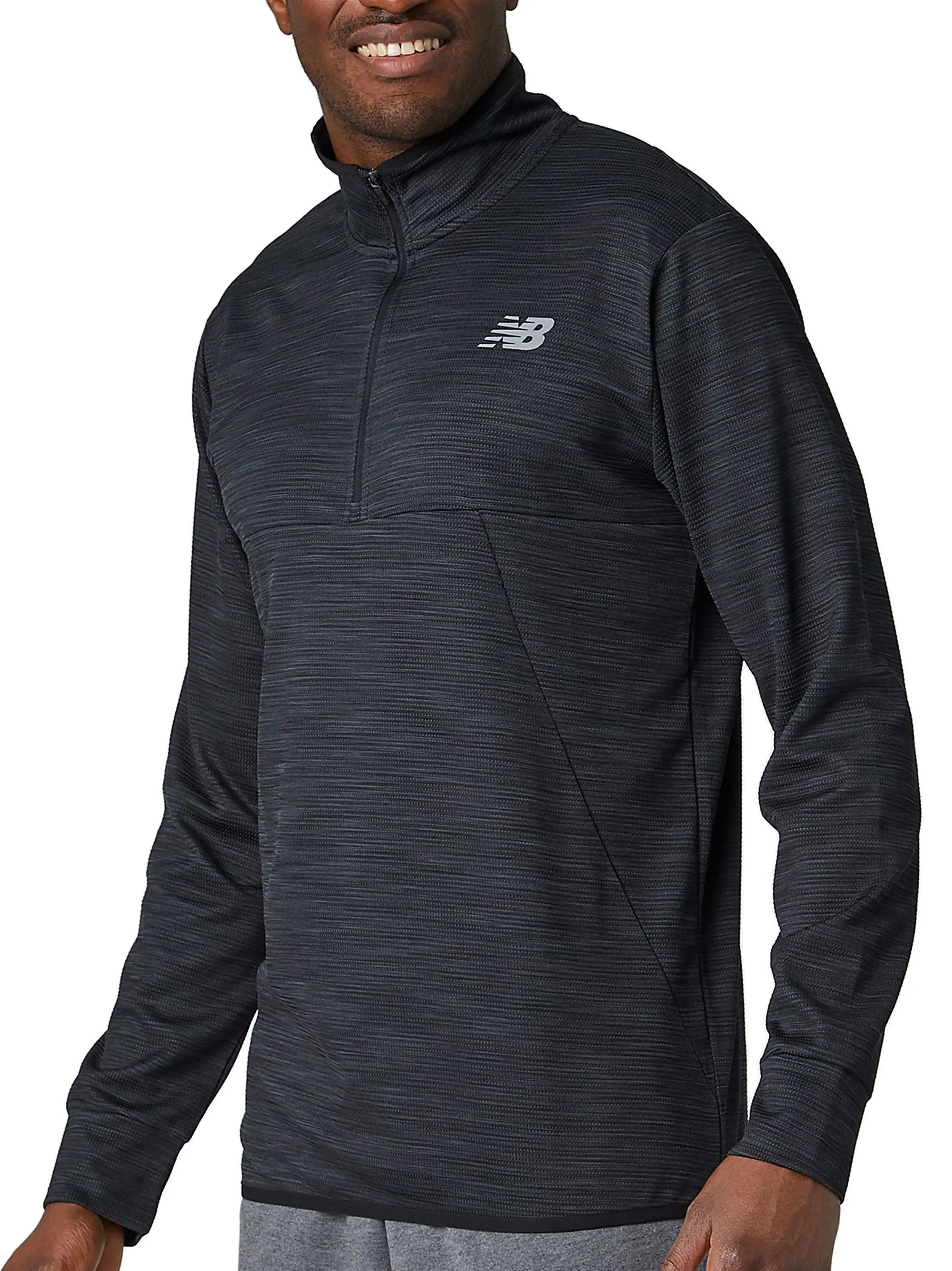 Men's Quarter Zip Long Sleeve Sport Top,Black